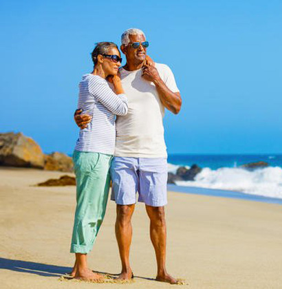 Couple walking on the beach