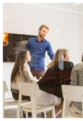 Team meeting around a table